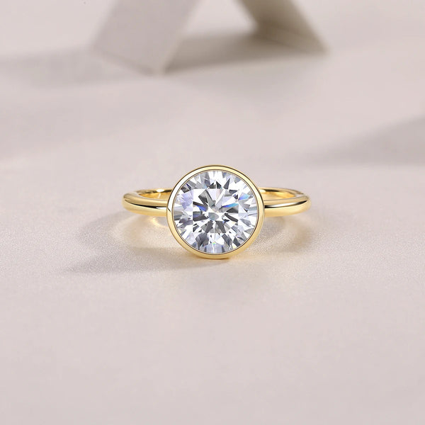 Round Cut Hidden Halo Moissanite Ring